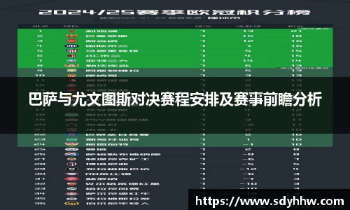 巴萨与尤文图斯对决赛程安排及赛事前瞻分析